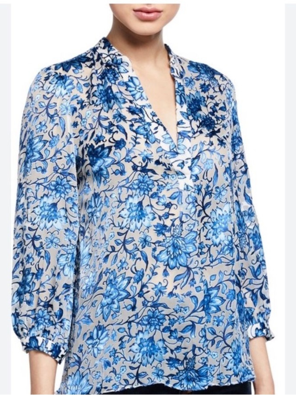 Alice + Olivia Blue Floral “Sheila”Blouse